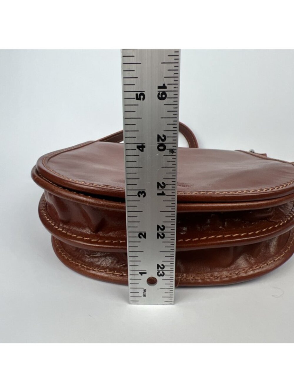 Del Borgo Brown Leather Handbag Snap Close - Picture 7 of 8